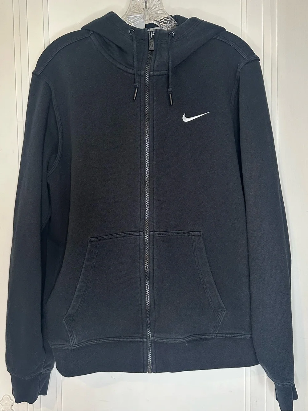 Nike Black Full-Zip Performance Hoodie with White Swoosh